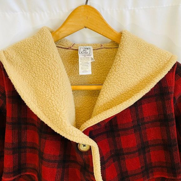 Mac & CO Girls Fleece Plaid Ruffle Cost 6x - Picture 2 of 5